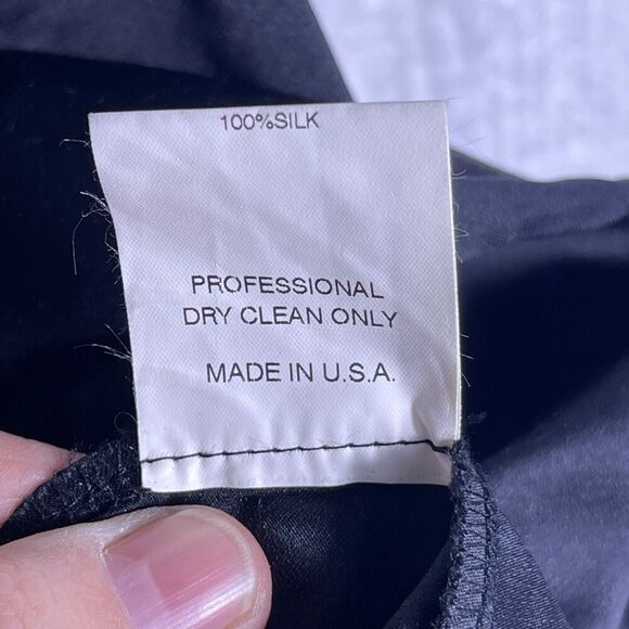 Poleci Black Scoop Neck Sleeveless Racerback Ruffle Tiered Silk Dress Size 4 - Picture 4 of 8